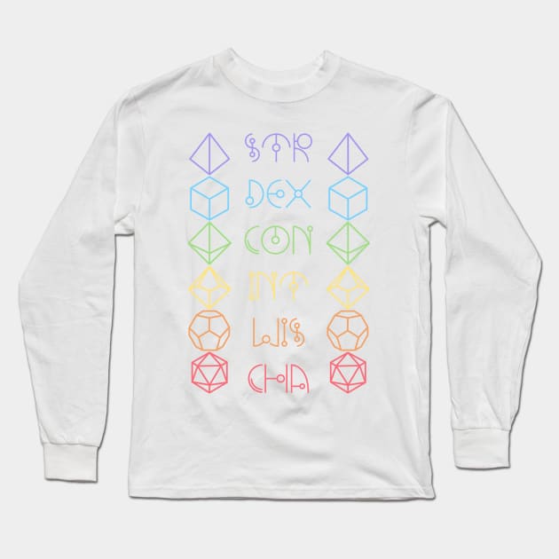 Character Abilities Dice Rainbow Long Sleeve T-Shirt by OfficialTeeDreams